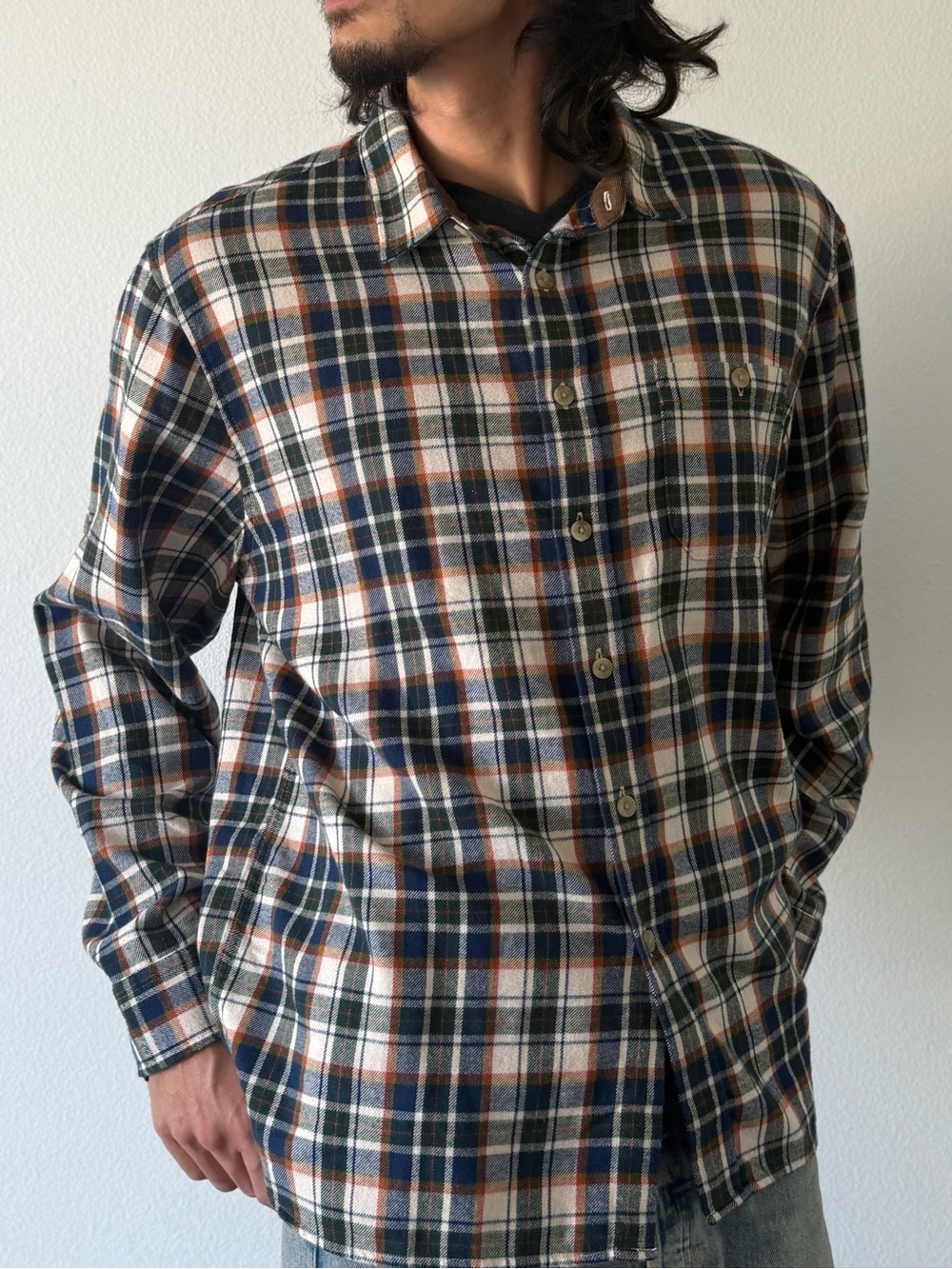 Pendleton Navy, Brown & Cream Plaid Button-Down Shirt